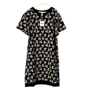 Moschino NWT Teddy Black Sweat Shirt Dress Size Small
